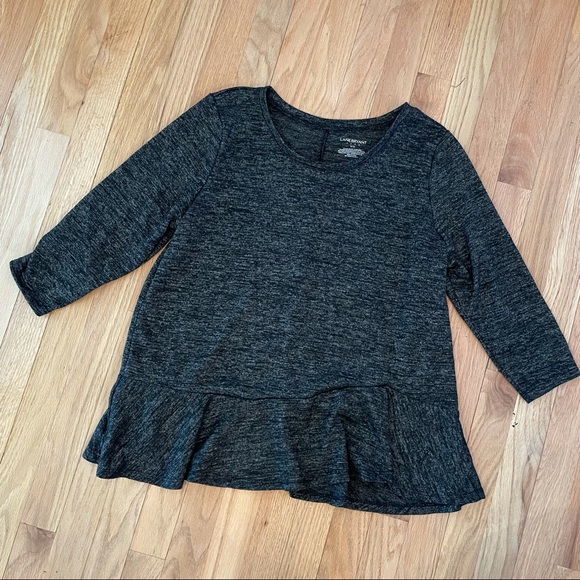 Lane Bryant Sweaters - Lane Bryant gray ruffle hem light sweater top size 14/16